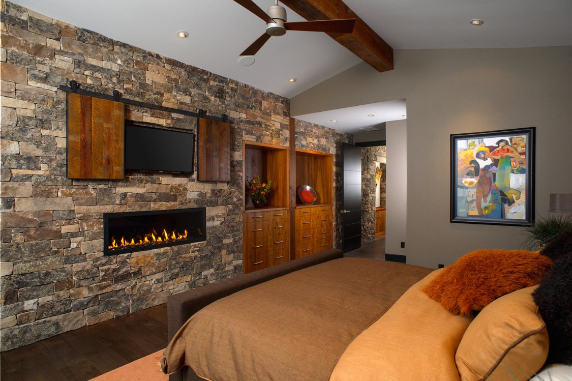 Rustic Modern Sunriver Oregon Custom Home Master Bedroom