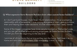 What separates Steve Bennett Builders from other custom home builders