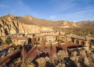 Ranch at the Canyons Smith Rock Retreat custom home aerial