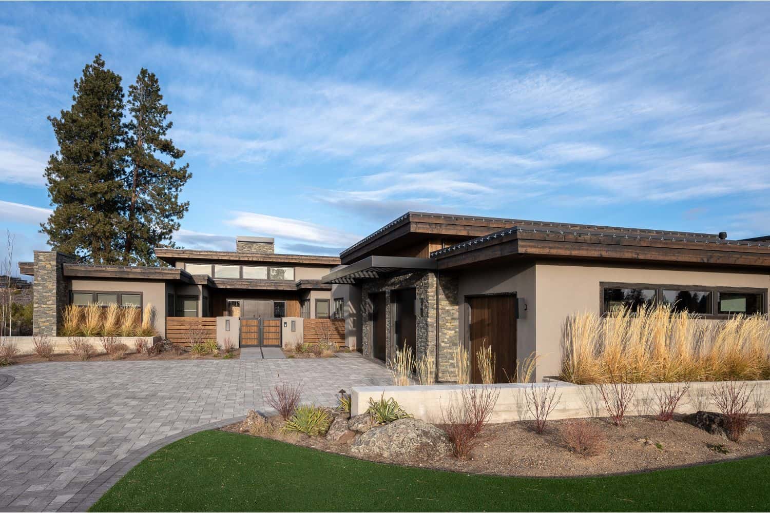 Tetherow Contemporary Warmth custom home front elevation